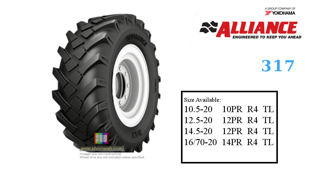 10.5-20 10PR Alliance 317 R4 backhoe tractor & loader tubeless tires