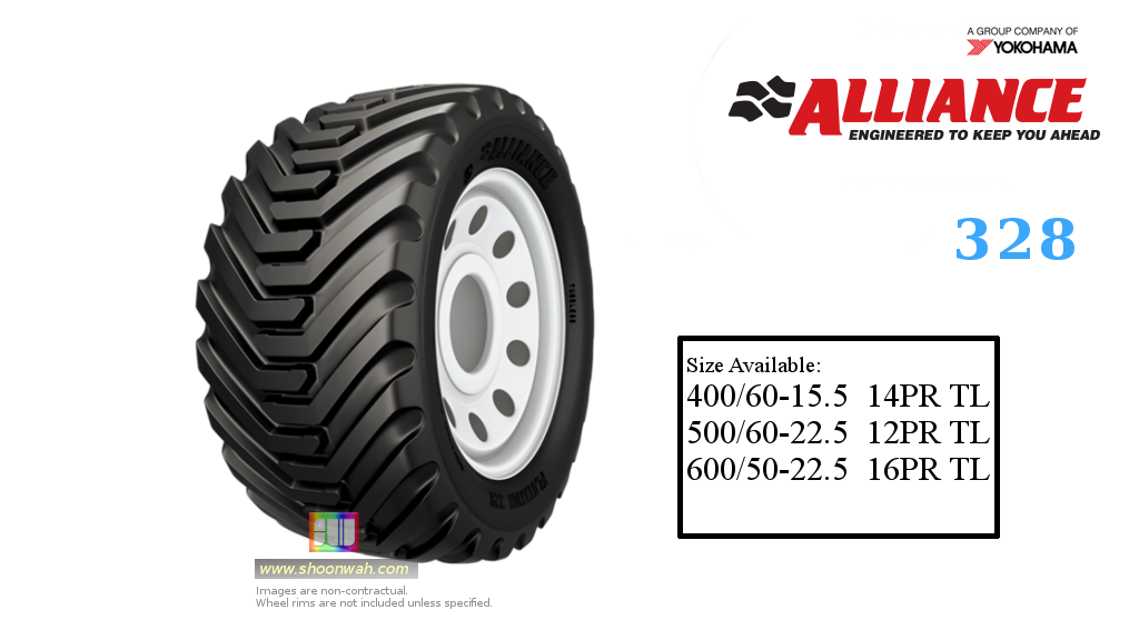 400/60-15.5 Alliance 14PR 328 (I-3) Farm Implement and Trailer TL Tire
