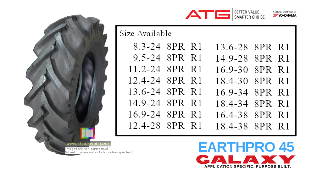 18.4-30 Galaxy R1 8PR EARTH PRO 45 Agriculture Farm Tractor Bias Tire