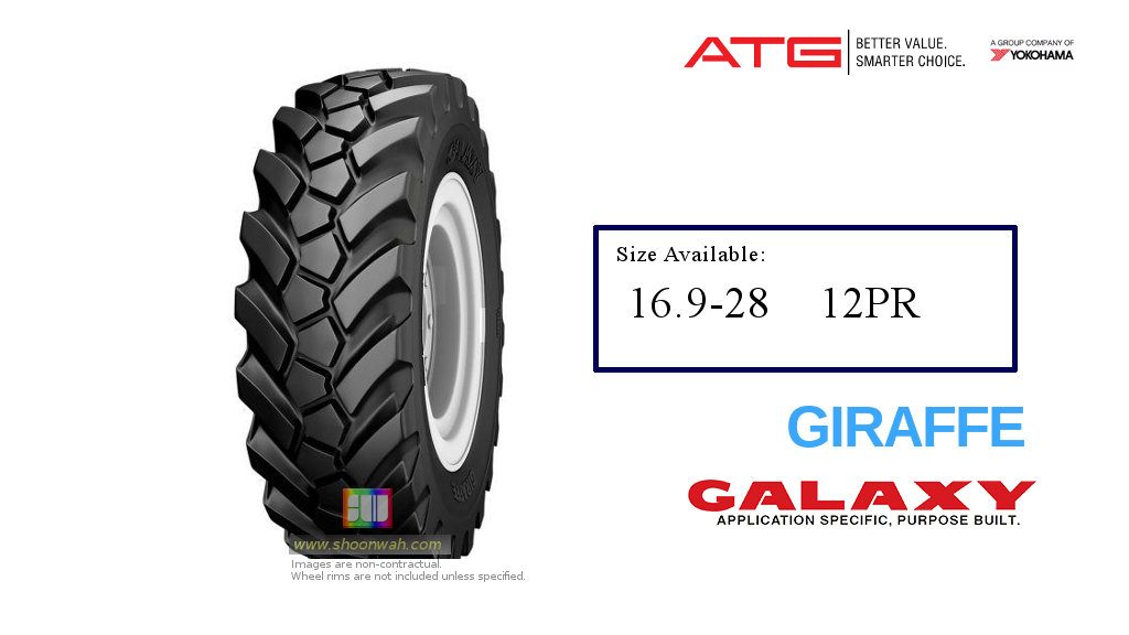 16.9-28 (440/80-28) Galaxy 12PR GIRAFFE R4 Backhoe Tractor TL Tire