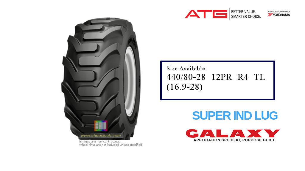 16.9-28(440/80-28) Galaxy R4 12PR SUPER INDUSTRIAL LUG Backhoe Tractor TL Tire