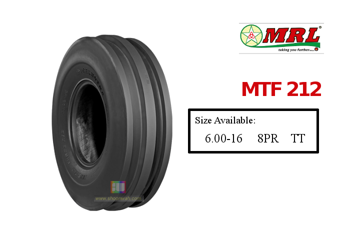 6.00-16 600-16 6.00x16 600x16 MRL MTF212 F2 3RIB 2WD agricultural tractor tire