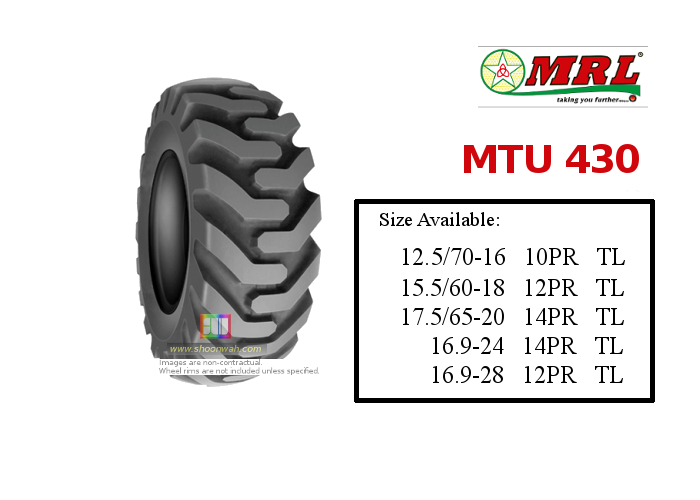 16.9-28 MTU430 Rocky HD Backhoe Tractor TL Tires