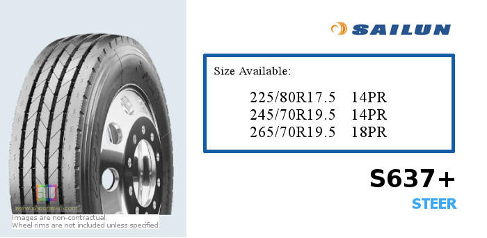 245/70R19.5 Sailun 14PR S637+ EXTRA-WIDE-RIB tubeless TL radial tires