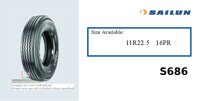 11R22.5 Sailun 16PR S686 RIB tubeless TL radial tires