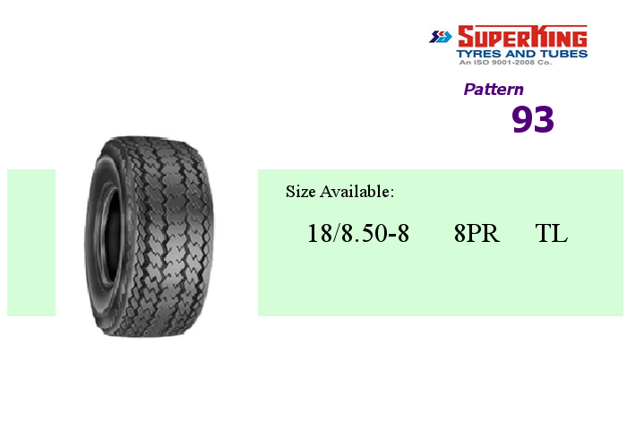 18x8.5-8 18x850-8 18/850-8 8PR Golf Golf & Lawn Mower Garden Tubeless Tires. Brand: Superking Pattern: 93